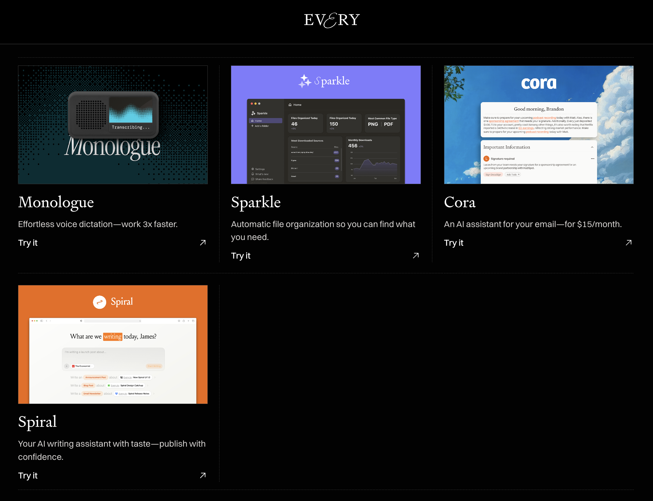 Every에서 운영 중인 앱들.출처 : every.to