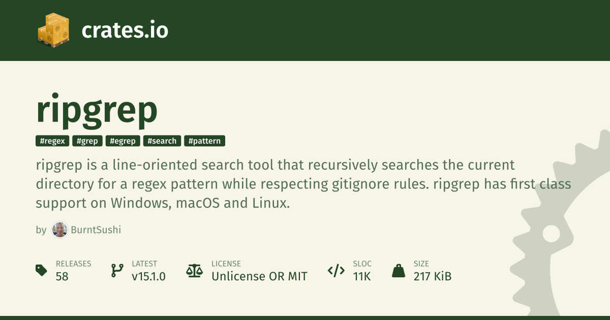 이미지 출처 : crates.io/crates/ripgrep