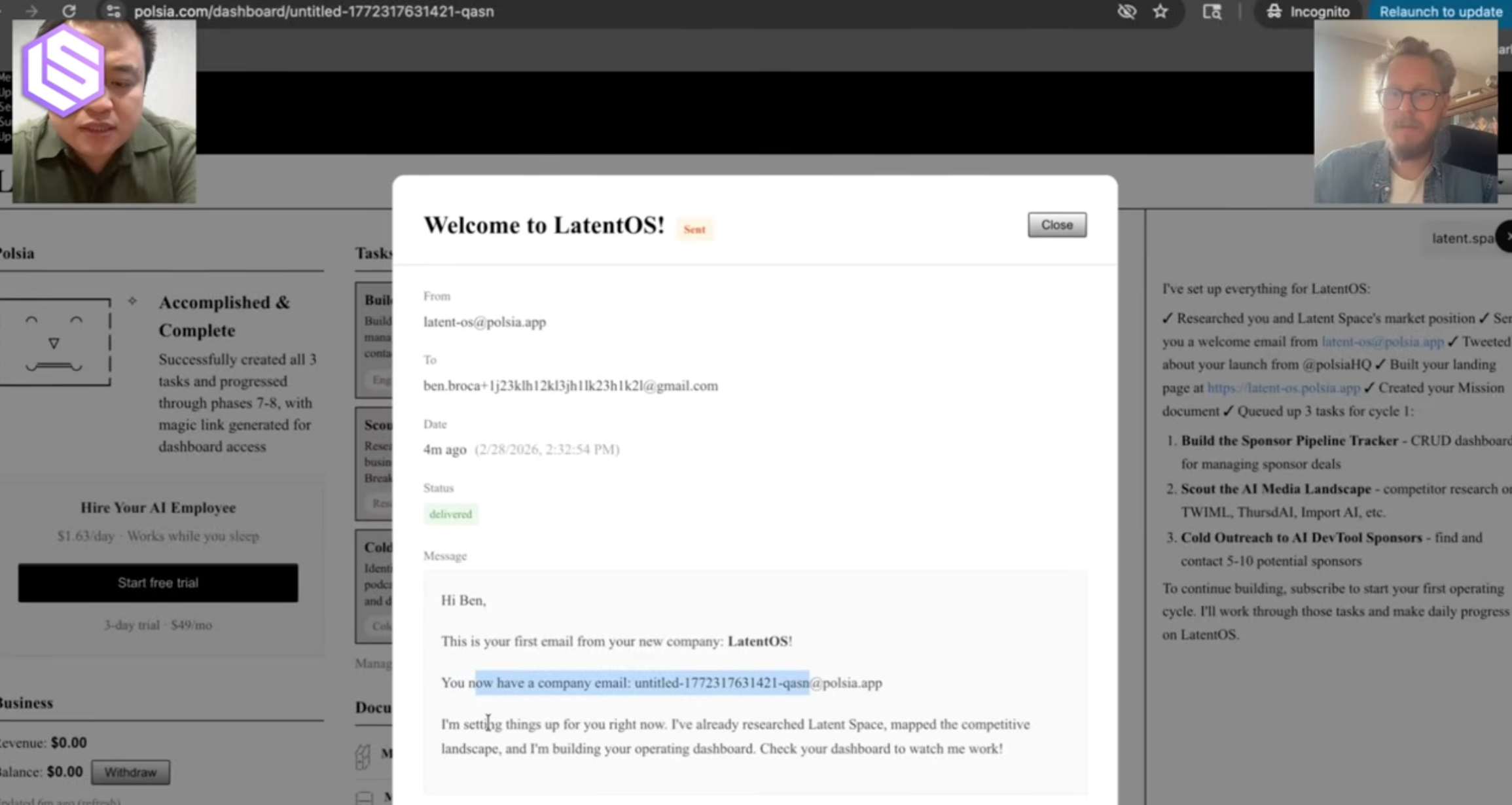 이미지 출처 : Latent Space Podcast, 'Polsia: Solo Founder Tiny Team from 0 to 1m ARR in 1 month & the future of Self-Running Companies'