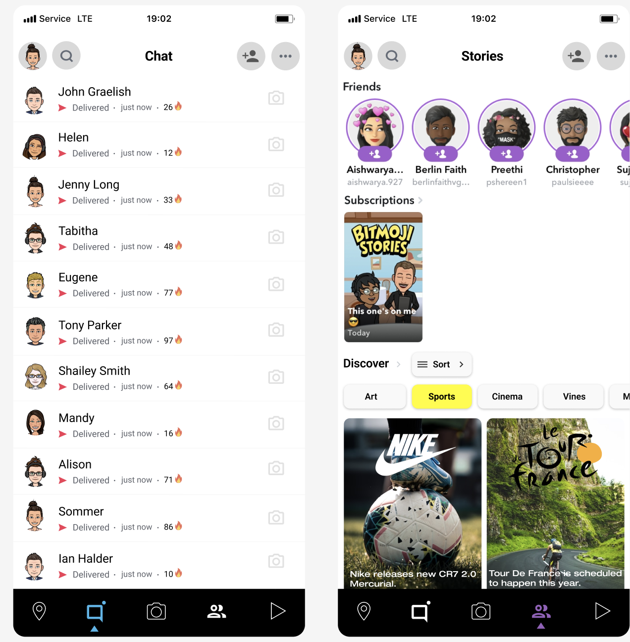 이미지 출처 :&nbsp;Snapchat UI, figma Community