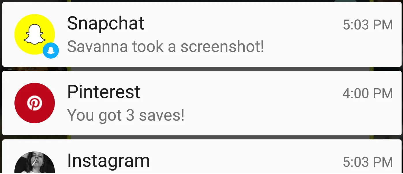 누군가 내 스냅을 캡처하면 즉시 알림이 뜬다.&nbsp;이미지 출처 :&nbsp;Beating the Snapchat screenshot notification, Medium @Brayo