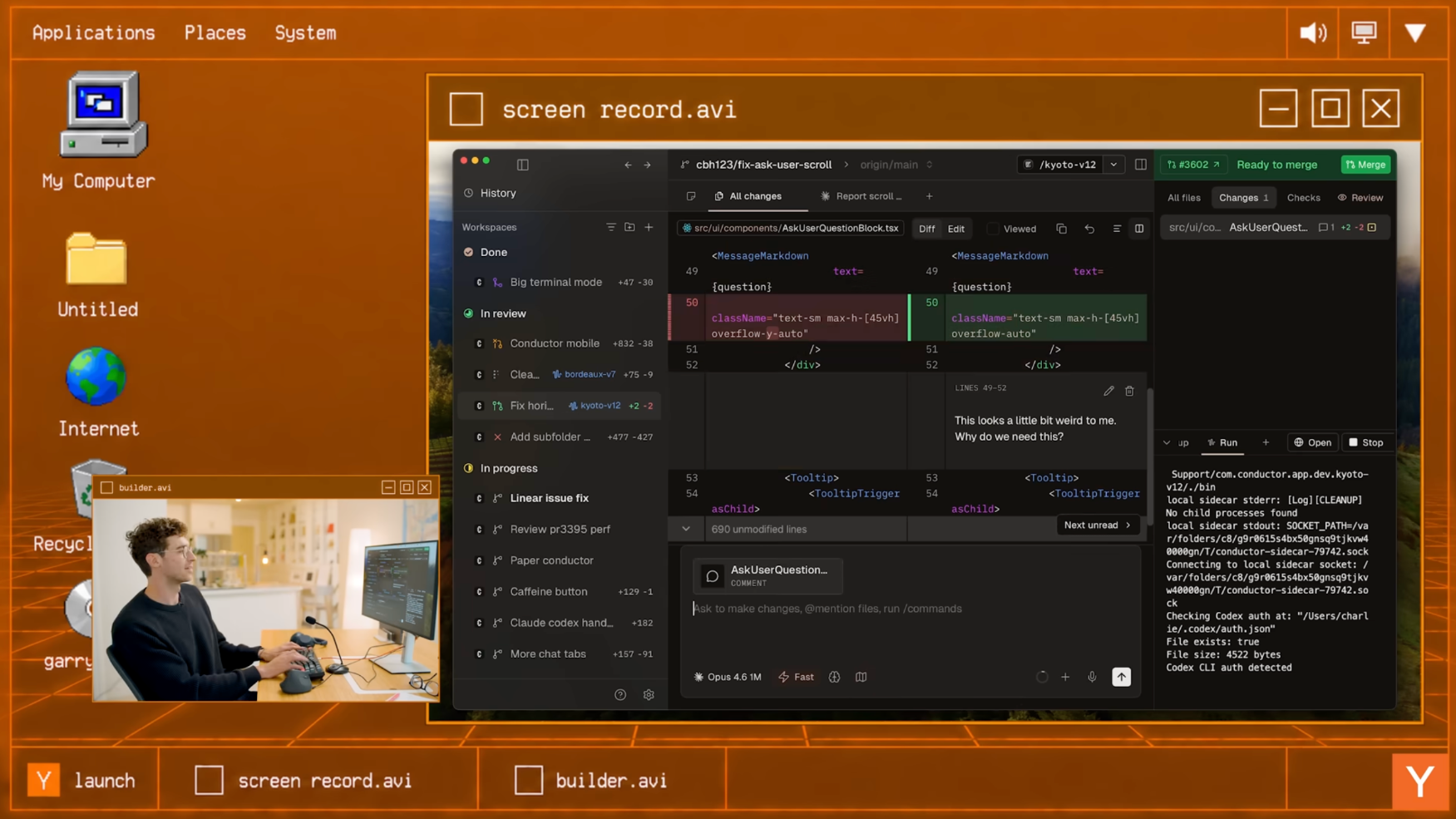 이미지 출처: Youtube 'Conductor CEO Charlie Holtz Walks Us Through His AI Coding Setup', from Y Combinator
