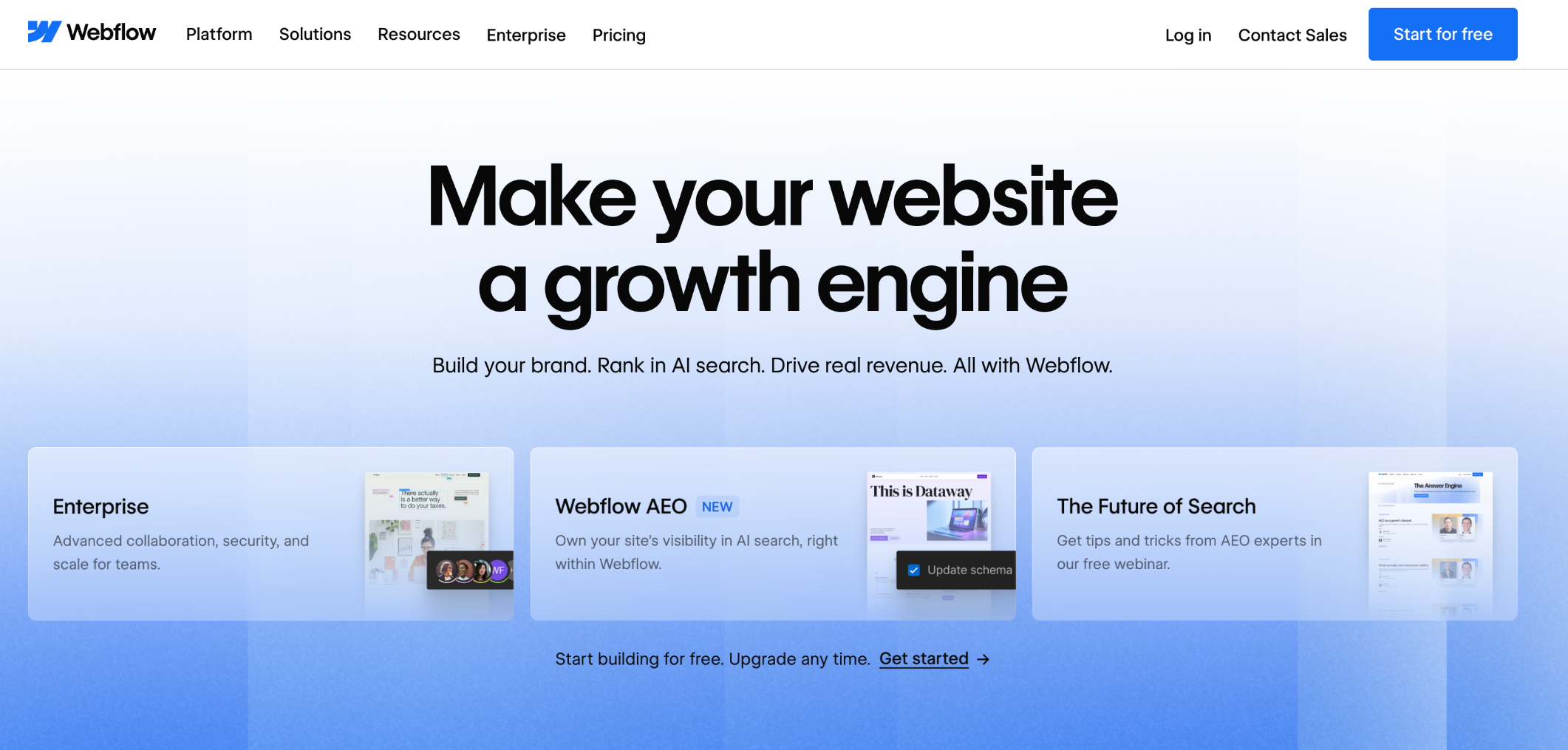 브라이언트 추가 12년을 키운 웹플로우의 2026년 현재 모습.이미지 출처 : webflow.com