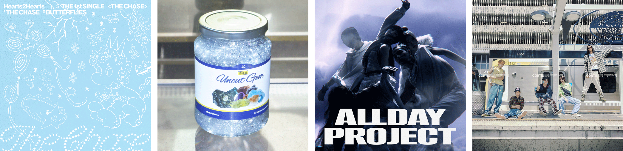 Hearts2Hearts – [The Chase] / KiiiKiii – [UNCUT GEM] / ALLDAY PROJECT – [FAMOUS] / CORTIS – [COLOR OUTSIDE THE LINES] Album Art