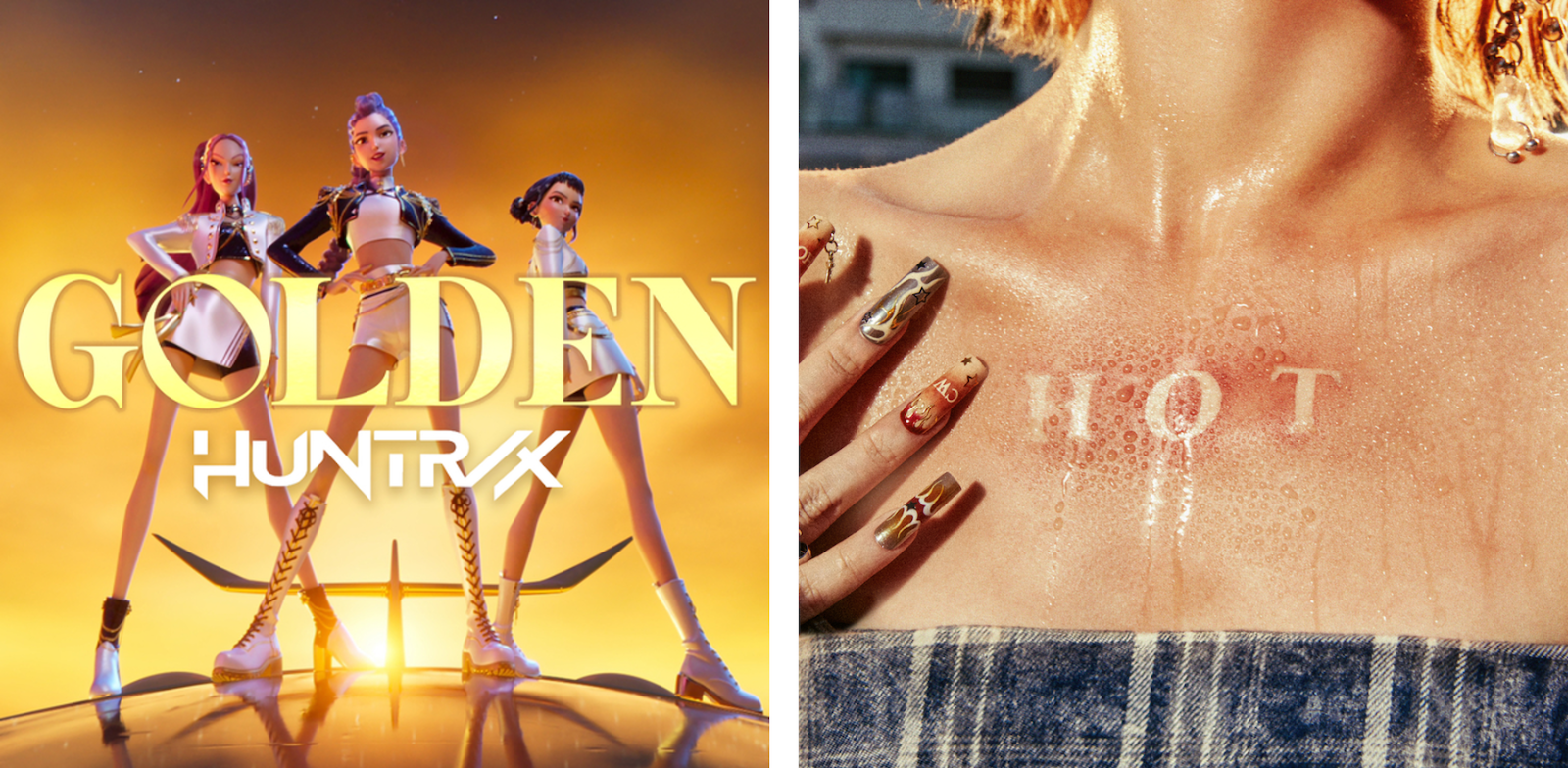 (좌) HUNTR/X – ‘Golden’, (우) LE SSERAFIM – [HOT]&nbsp;Album Art