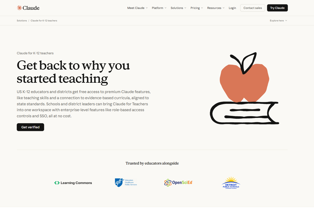 &nbsp; Claude for Teachers 소개 화면(출처: Claude)&nbsp;&nbsp;