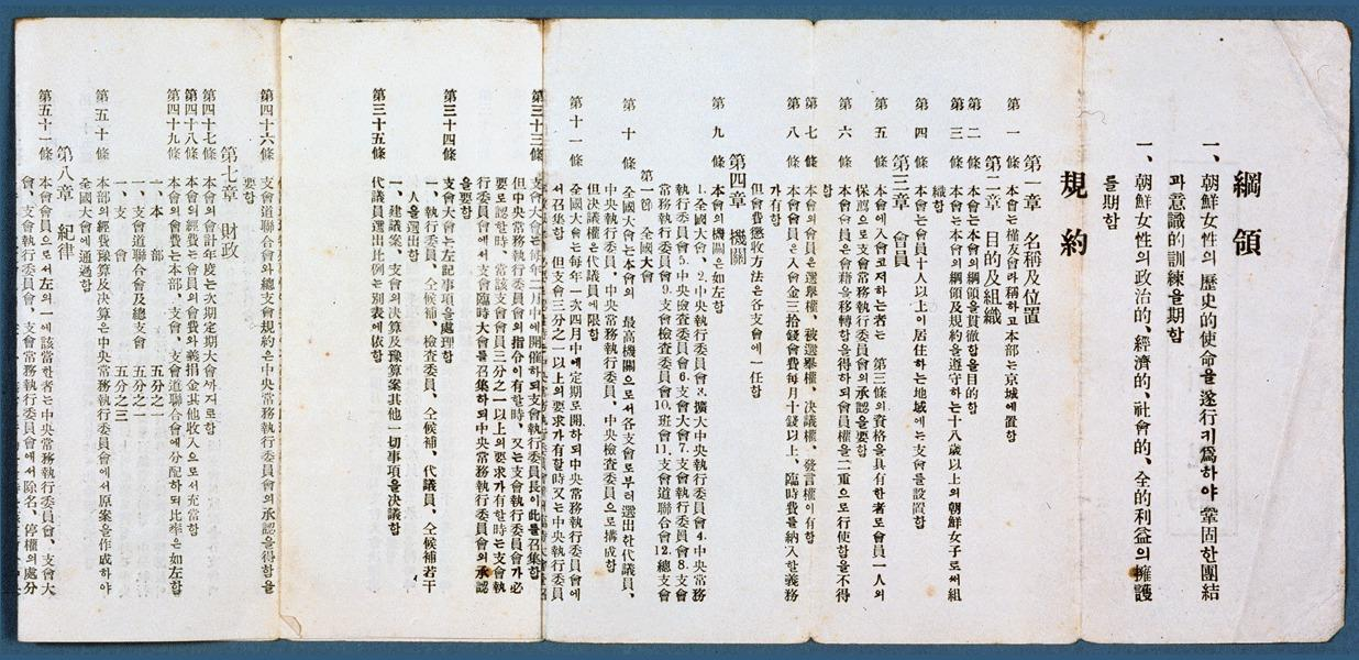 근우회 행동강령 ⓒ 독립기념관
