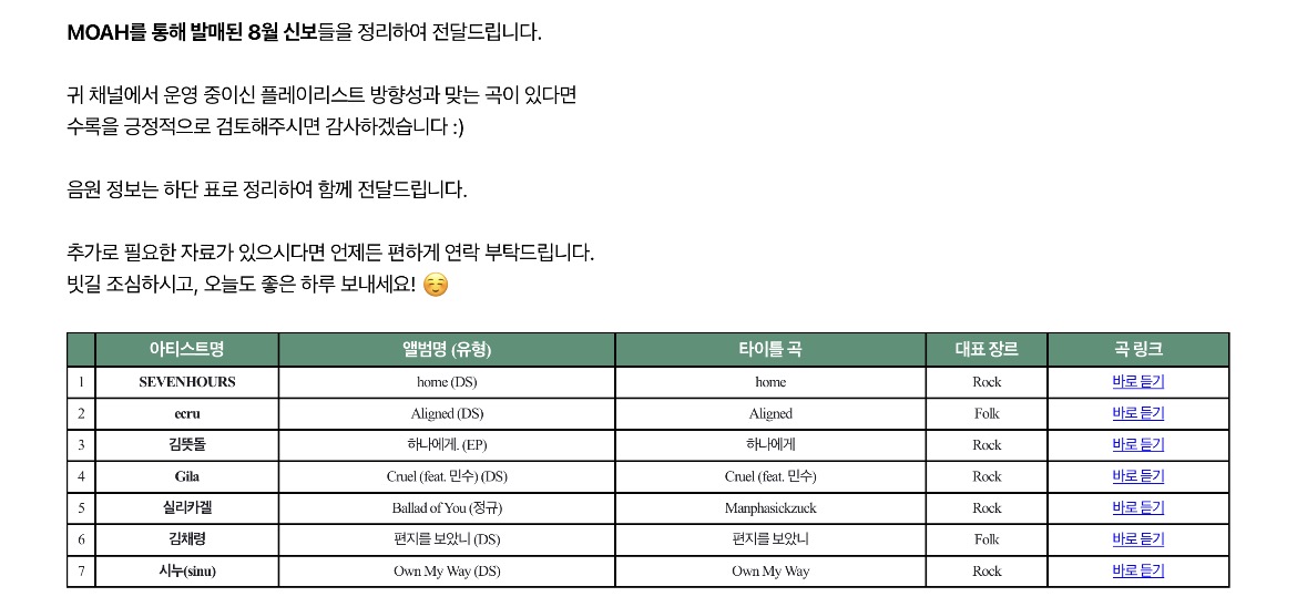 생각보다 엄청 많은 노래들이 있어서 기뻤다