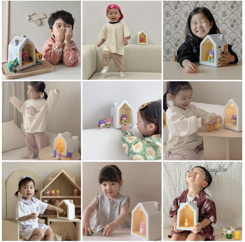 [출처: 코코지 공식 홈페이지] 코코지 하우스로 오디오 콘텐츠를 경험하는 아이들.