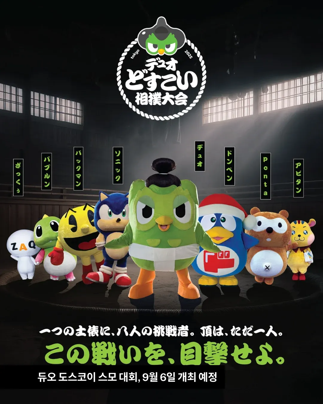 [출처: 듀오링고 일본] 듀오 도스코이 스모 대회.