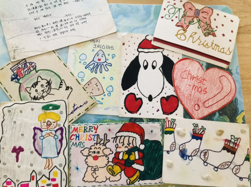 [출처: 블로그] 90년대 국민학생들이 직접 만든 크리스마스 카드.