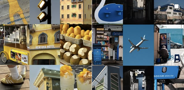 [출처:인스타그램] 노랑색과 파랑색으로 컬러헌팅을 한 사례.