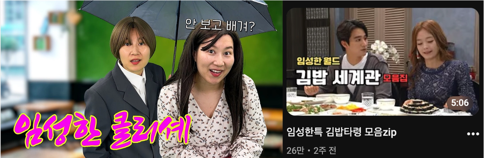 [출처: 유튜브 @엄은향, @드라마속그말투] 독특한 말투로 인기를 끈 임성한 작가 드라마에서 파생된 2차 콘텐츠.