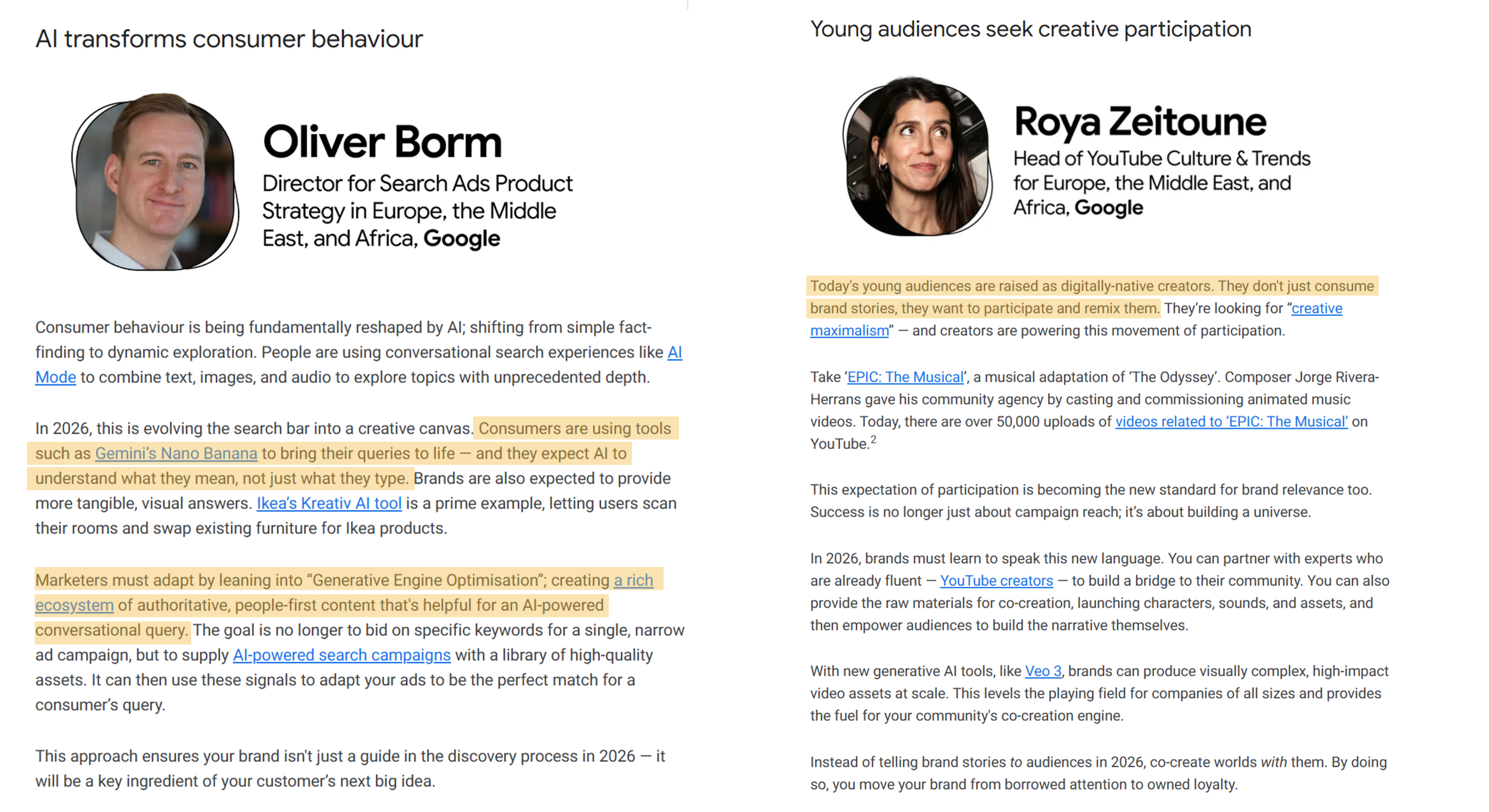 Google 2026 디지털 마케팅 트렌드 전망 아티클 일부 발췌