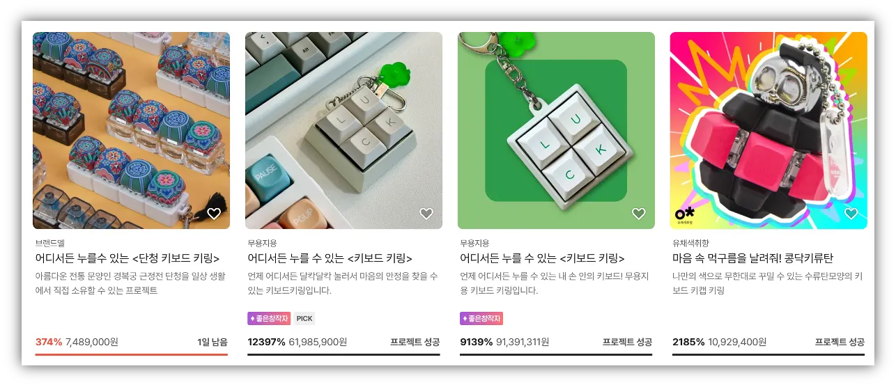 출처 : 텀블벅 ‘키보드 키링’ 검색 화면