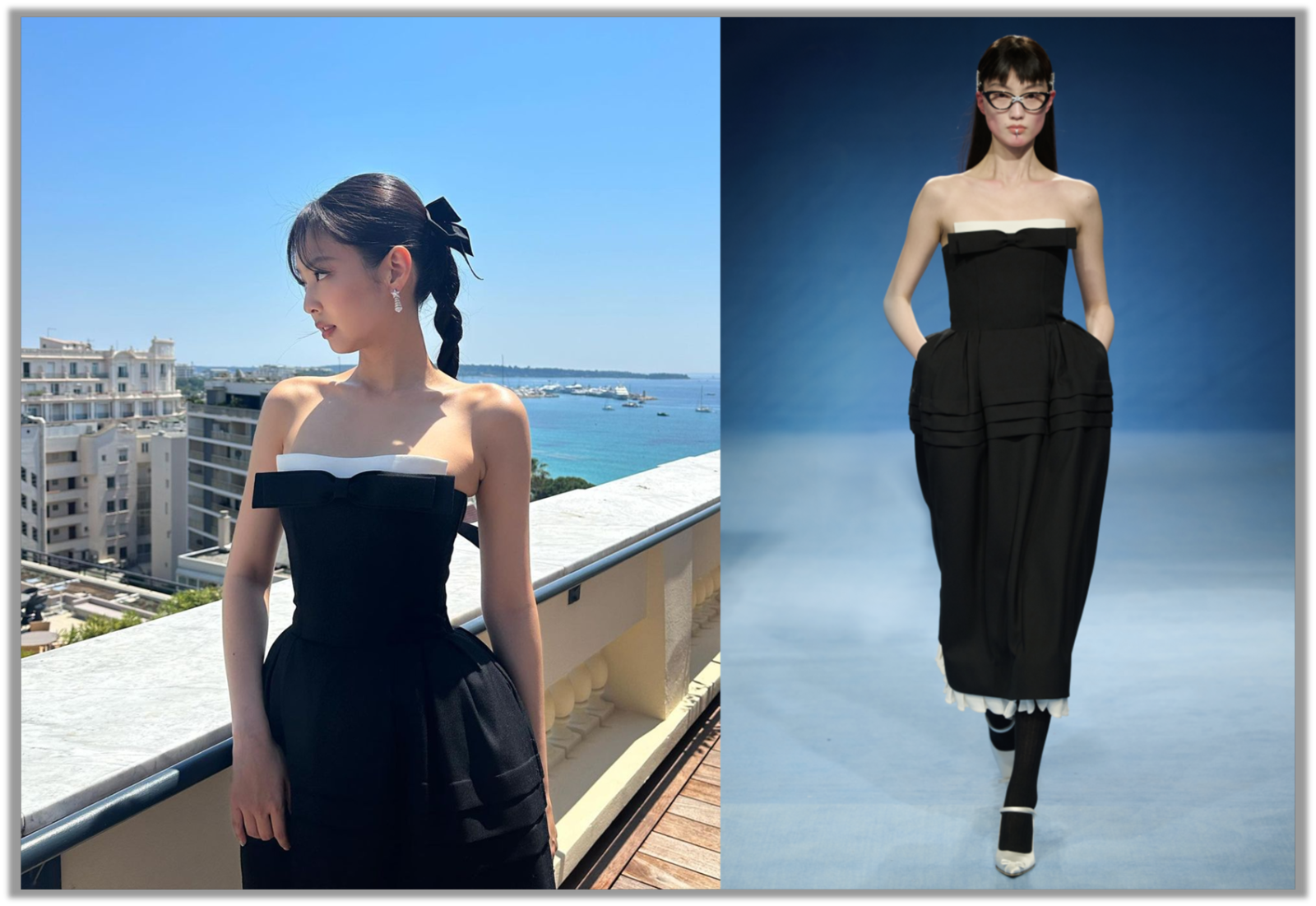 슈슈통의 블랙드레스를 입은 블랙핑크 제니 (출처 : 제니 인스타그램 / 슈슈통 인스타그램)