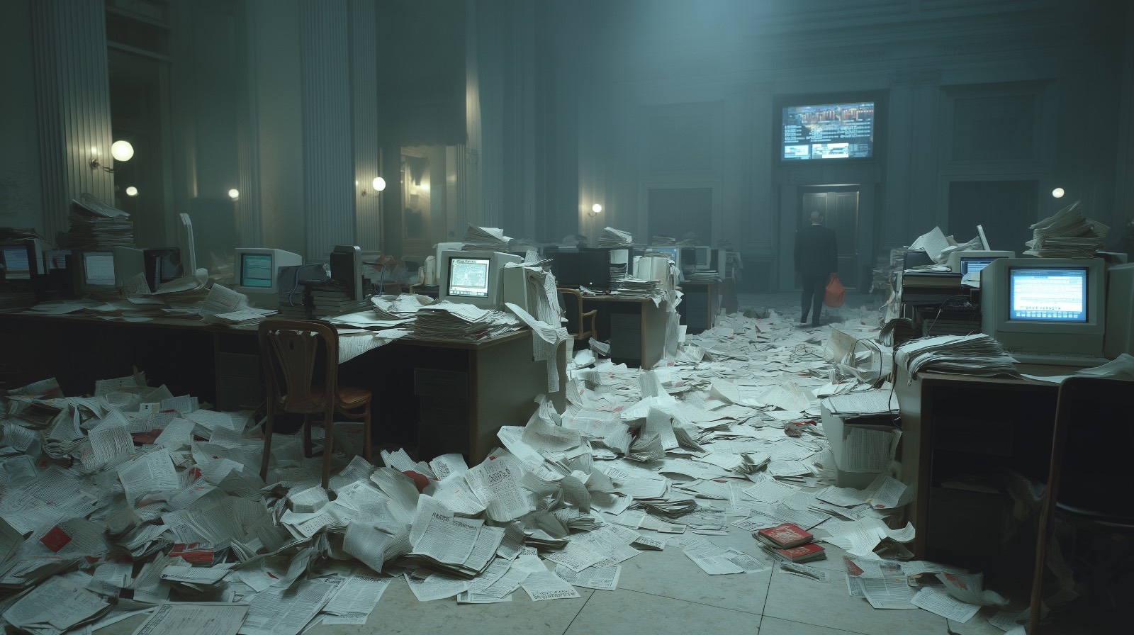 금융위기와 파산. Midjourney로 생성.