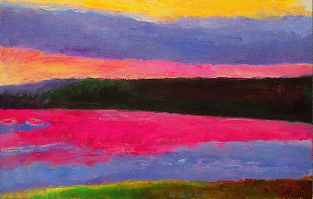 gray cloud magenta water, 1991