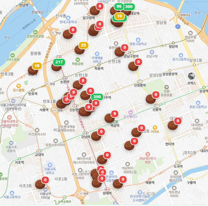 두쫀쿠 지도 화면