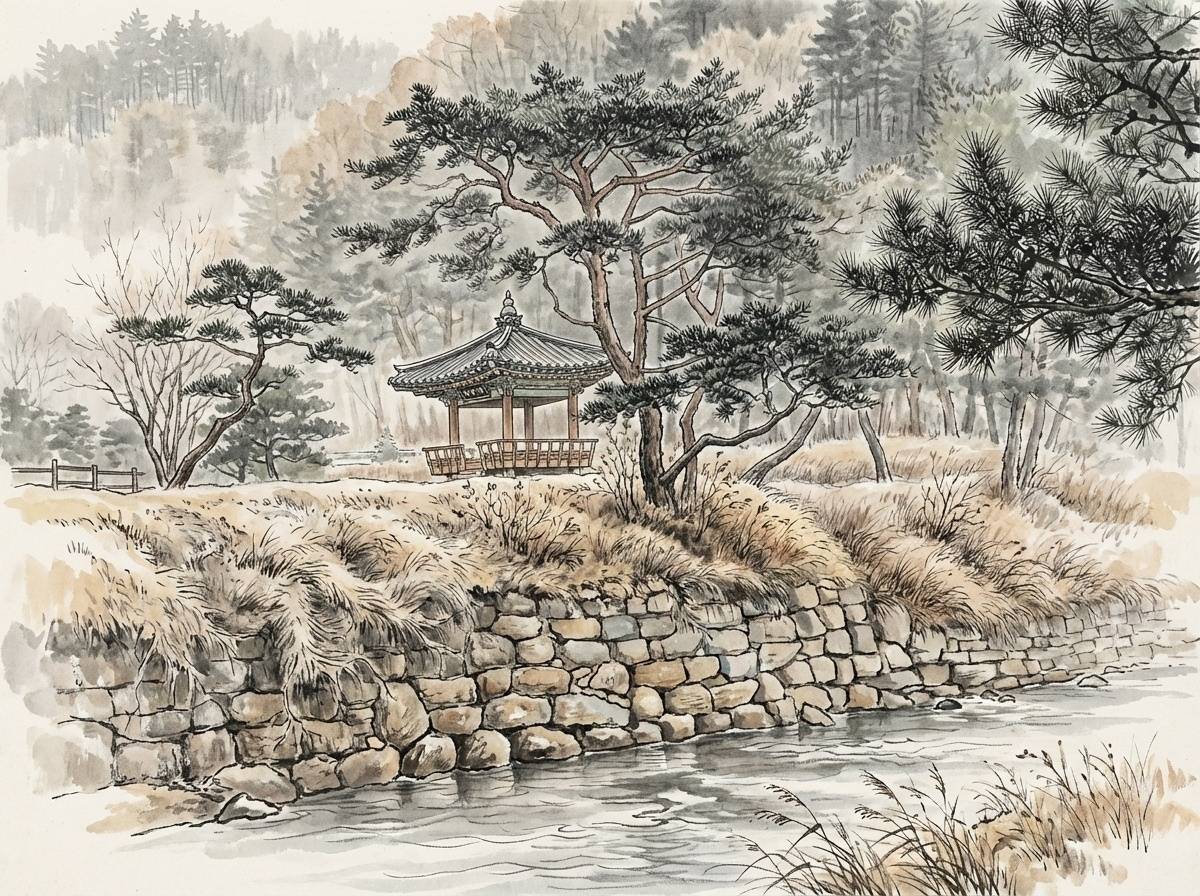 <광풍대와 광풍정>&nbsp;죽계의 굽이 도는 호안에 돌을 쌓으니 누대의 멋진 자리가 나온다.&nbsp;이 자리가 광풍대이다.&nbsp;광풍대 위에 정자를 위치하여 광풍정이 호젓하게 자리한다.&nbsp;물굽이를 한 번 꺾어 들면서 계류는 경렴정과 경자바위,&nbsp;취한대로 나아간다. (2025.02.28.)