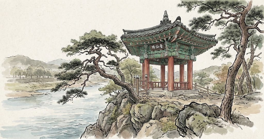 &nbsp; <강선대 이미지>&nbsp;강선대의 이미지를 모아서 하나의 이미지로 생성한&nbsp;AI&nbsp;경관 종합 상상도이다.&nbsp;&nbsp;
