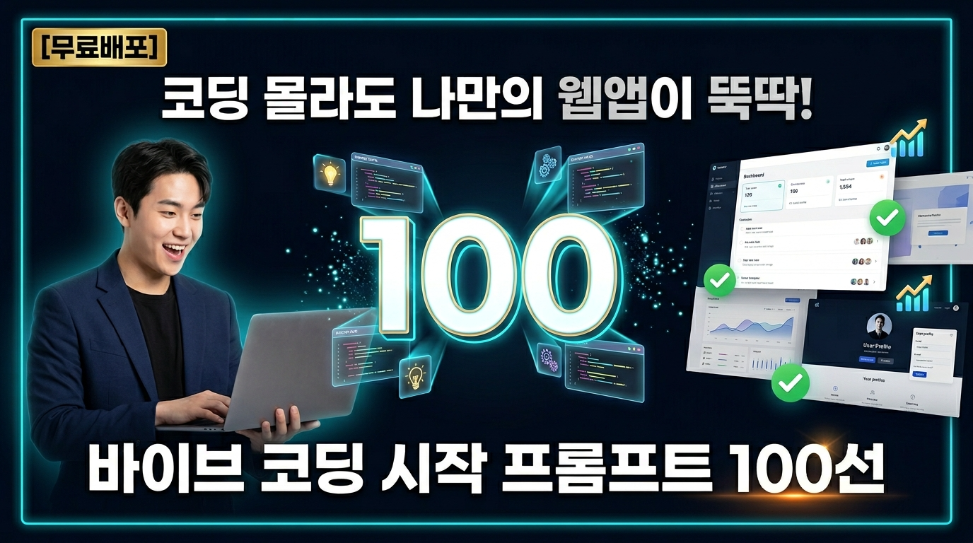 [무료배포] 코딩 몰라도 나만의 웹앱이 뚝딱! 바이브 코딩 시작 프롬프트 100선의 썸네일 이미지