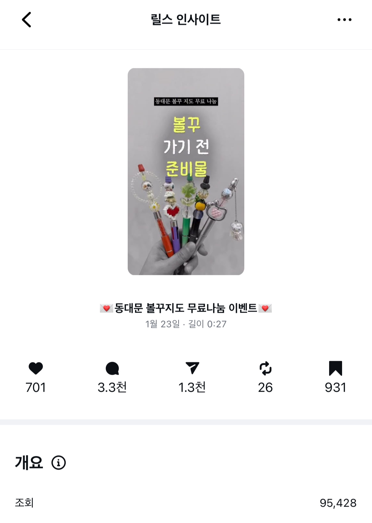 단계별 나를 키워보는 방법에서 테스트 후 얻게 된 릴스 인사이트