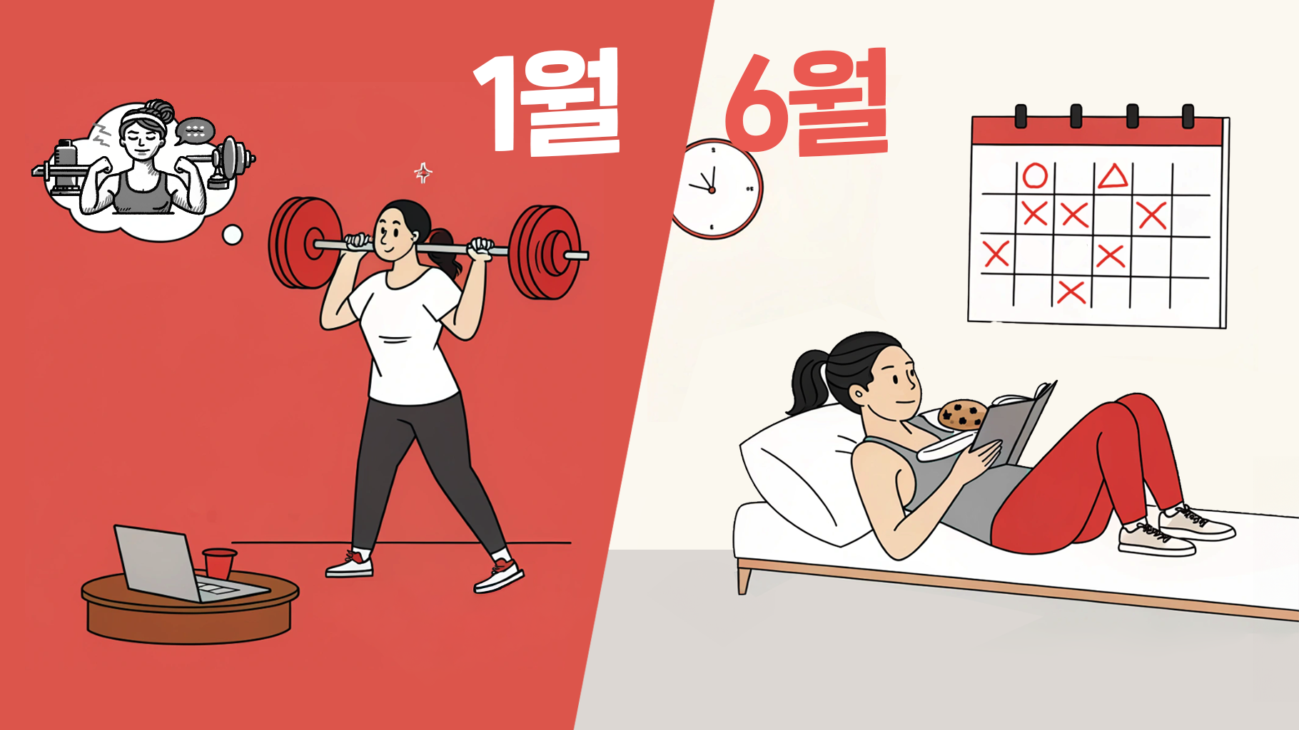 1월에는 '열심히 운동해야지' 해놓고, 6월쯤 되면 원상복구 되는 궁극적인 이유는 '의지' 때문만은 아닐 거에요.