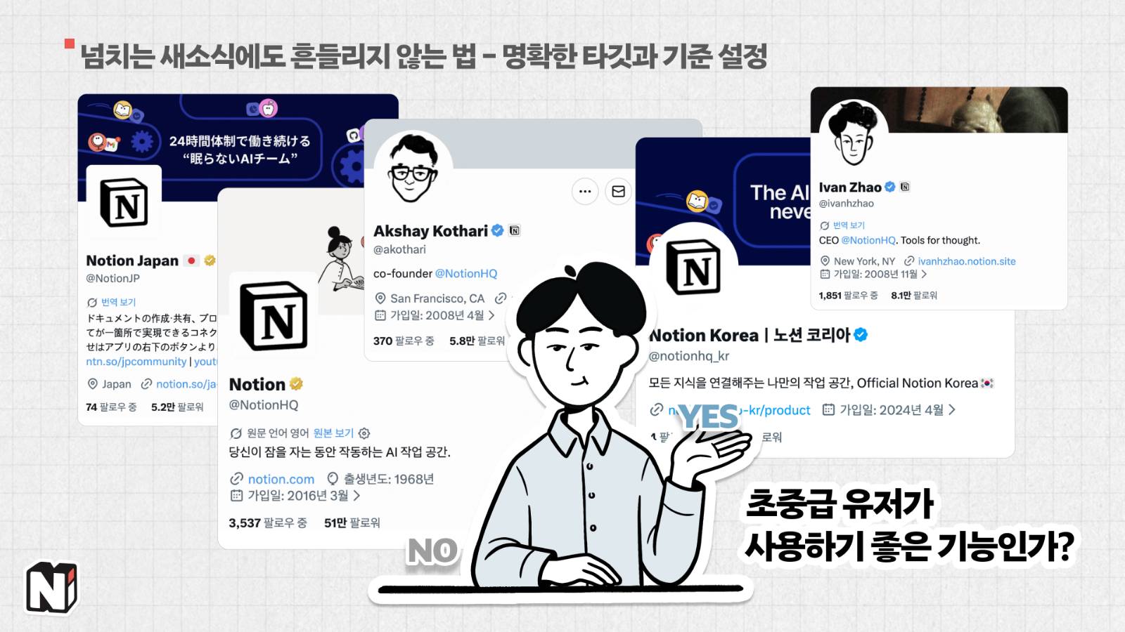 다양한 정보를 얻은 뒤, 소식이 너무 많으면 '초보자'를 우선해서 소식의 우선순위를 정하신다는 점에서 '타겟이 정말 확실하시구나' 하는 느낌을 받았어요.