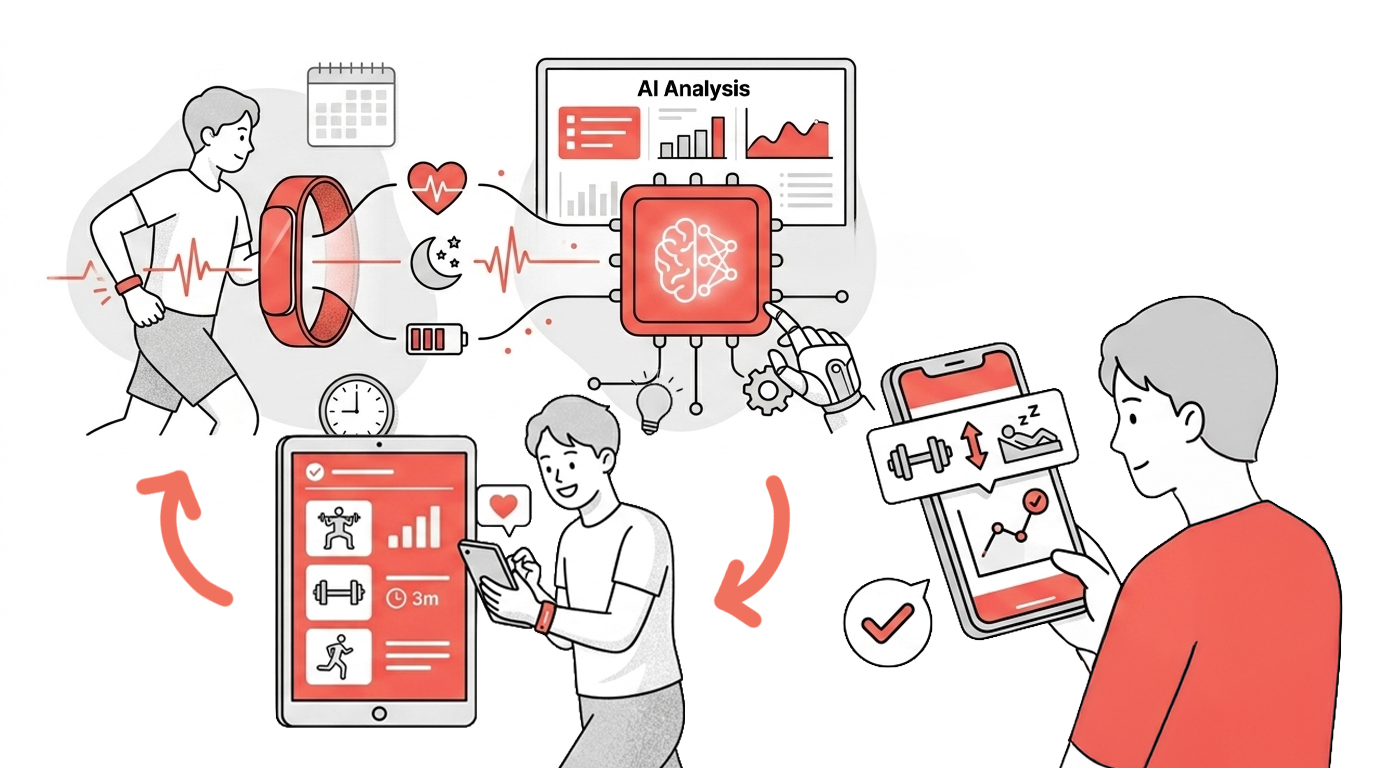 내 건강 데이터를 받아간 서비스의 대부분은 해당 정보를 ‘전시’할 뿐이지만, AI에게 넘기면 개인화 된 코칭까지 받아볼 수 있게 돼요. (나노바나나 생성/ 편집: 넛쥐)