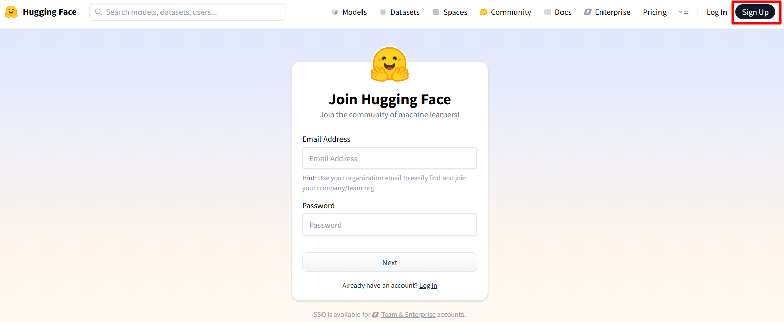 ์ค๋ฅธ์ชฝ ์๋จ์ Signup ์ผ๋ก ๊ณ์ ๋ง๋ค๊ธฐ!