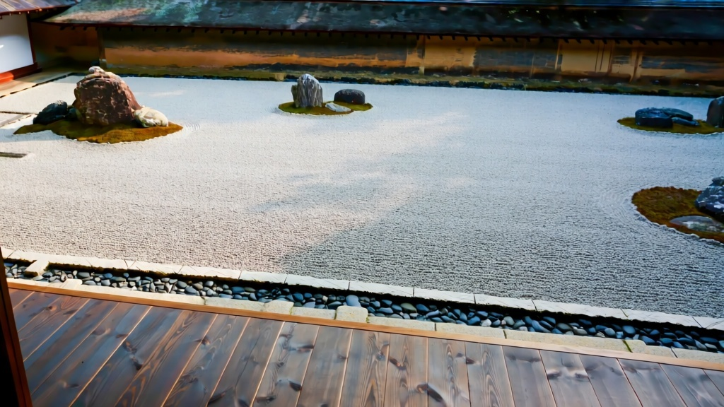 에세이에 등장하는 교토의 료안지 선 정원 - 하지만 깊이가 없었다