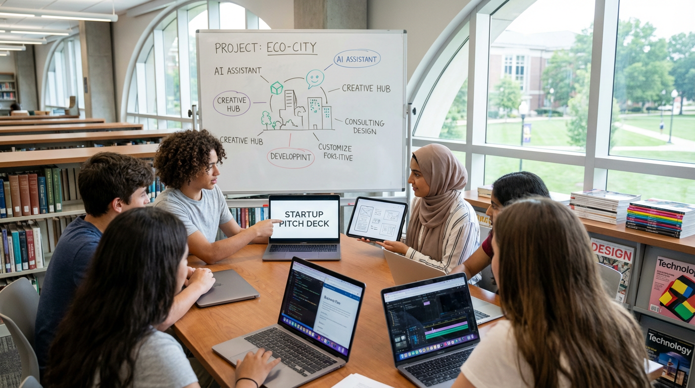 혁신적인 아이디어를 탐구하는 다양한 고등학생들