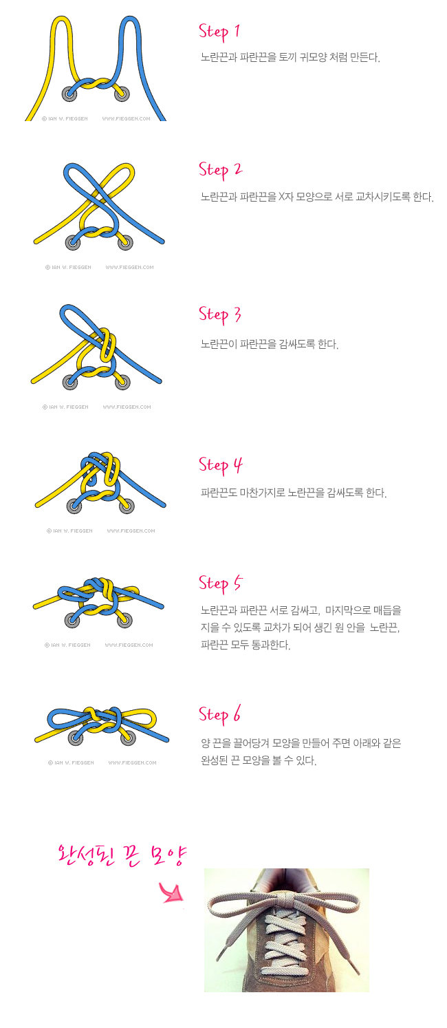 신발끈 안풀리게 묶는 방법