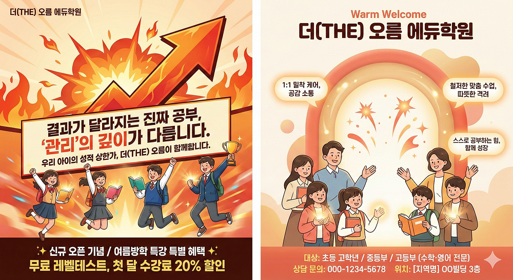 제미나이로 제작한 학원 홍보물 샘플