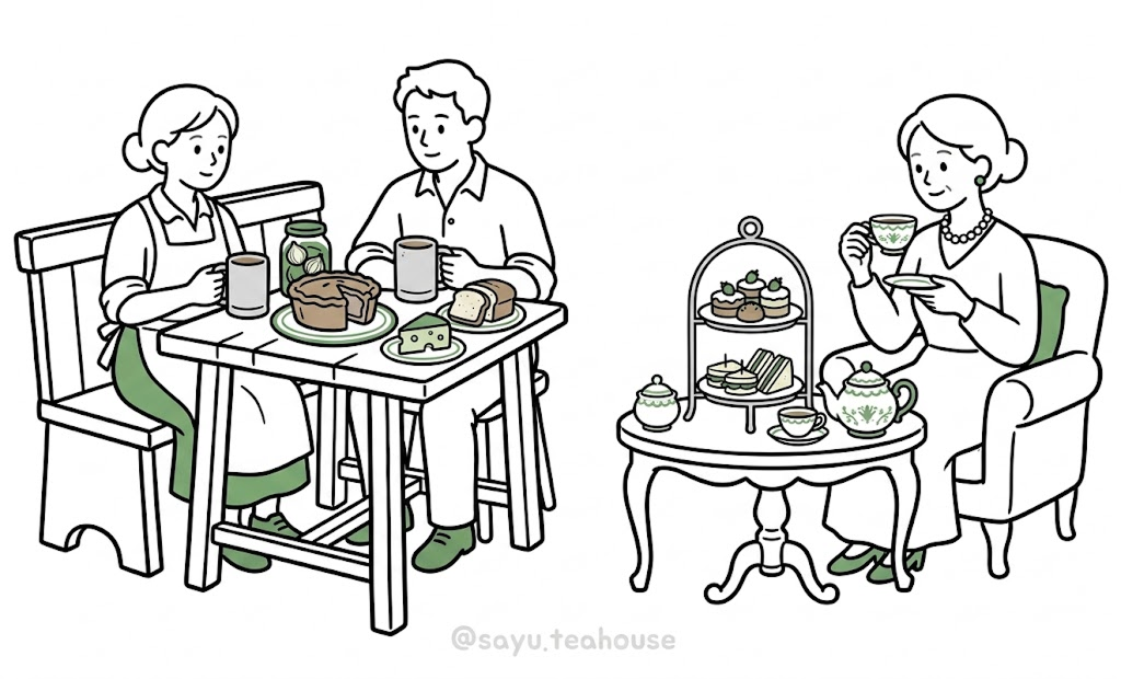 (좌) 하이티, High tea (우) 로우티, Low tea