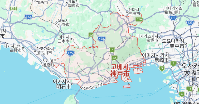 고베시 지도 (출처=구글맵)