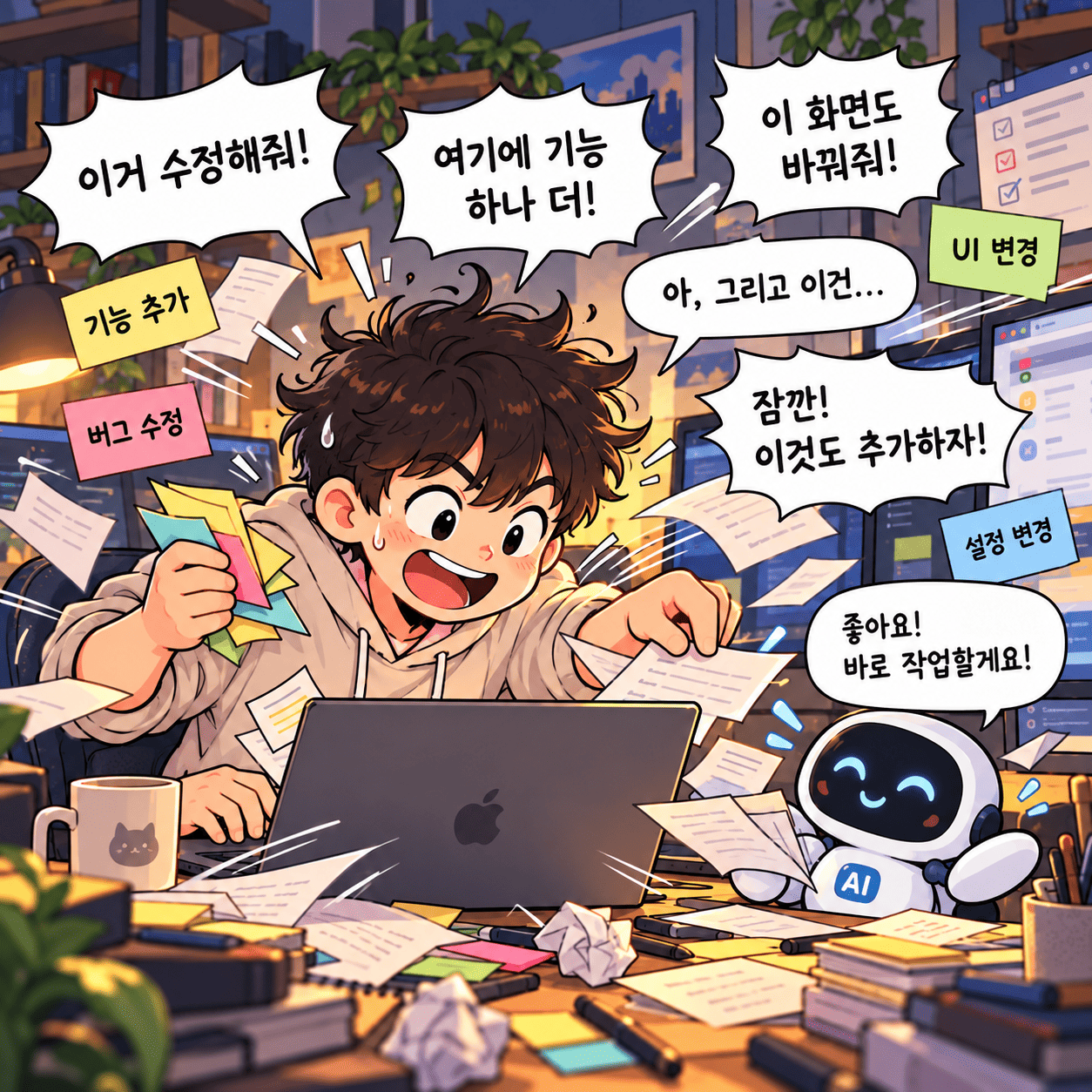 

버그 고치랴, 기능 추가하랴, AI에게 정신없이 명령을 하달하는 나

