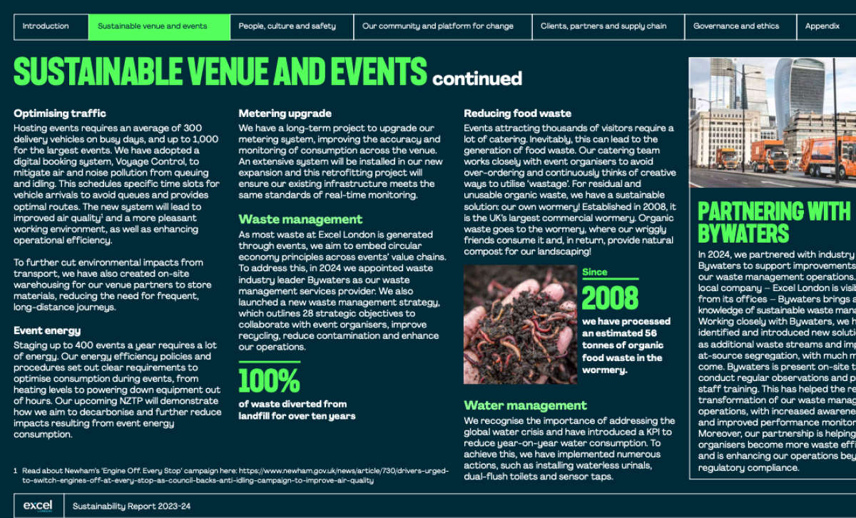 2023-2024 Excel London 지속가능 보고서[출처]&nbsp;excel london 홈페이지