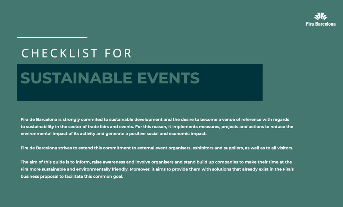 지속가능성 체크리스트 가이드 [출처] Fira Barcelona 홈페이지