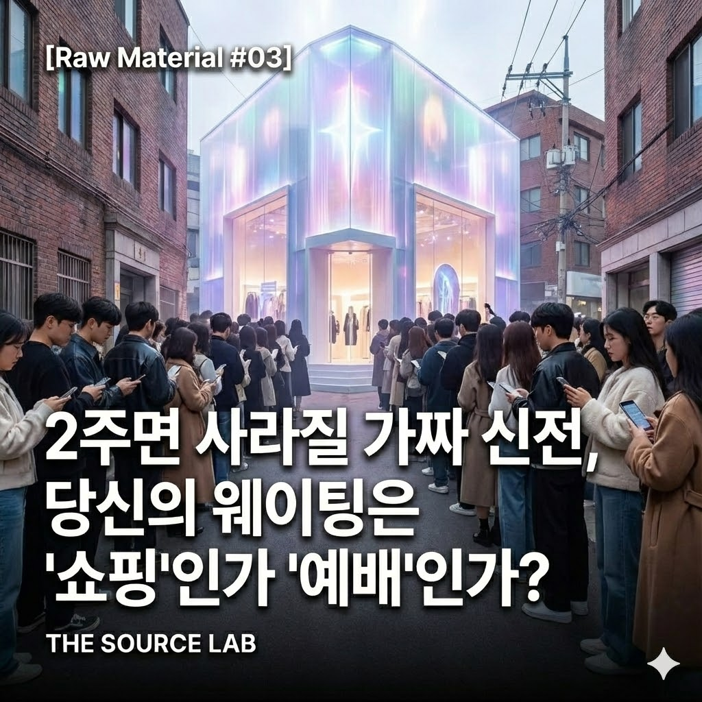 [성수동 팝업스토어] 2주면 사라질 가짜 신전, 당신의 웨이팅은 '쇼핑'인가 '예배'인가?의 썸네일 이미지