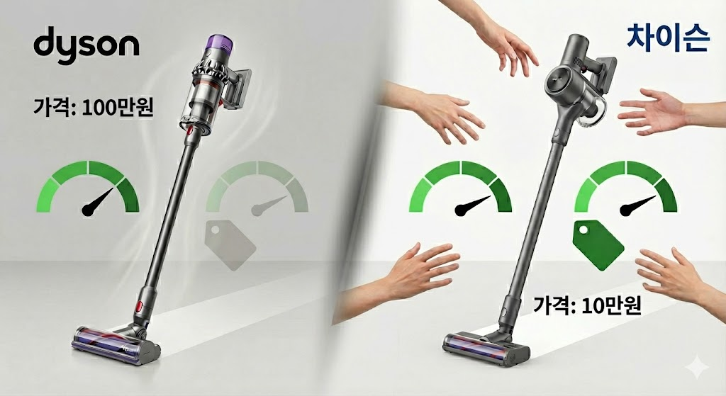 다이슨이 기술미학이라는 상징자본 대신 스펙경쟁에 뛰어든다면, 소비자는 차이슨을 선택할 겁니다