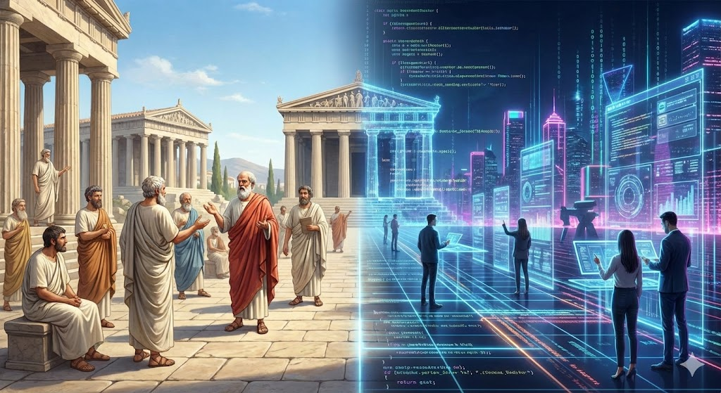 옛날엔 말빨(Logos)센 형이 광장을 지배했는데, 이젠 손가락으로 말하는 코딩빨 센 형이 세상을 지배합니다