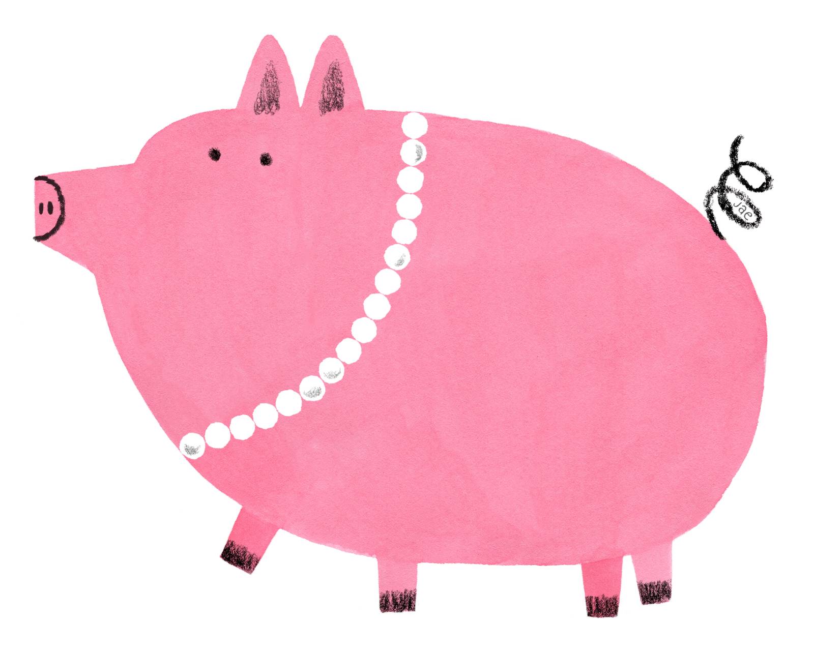 Pig with Pearl Necklace