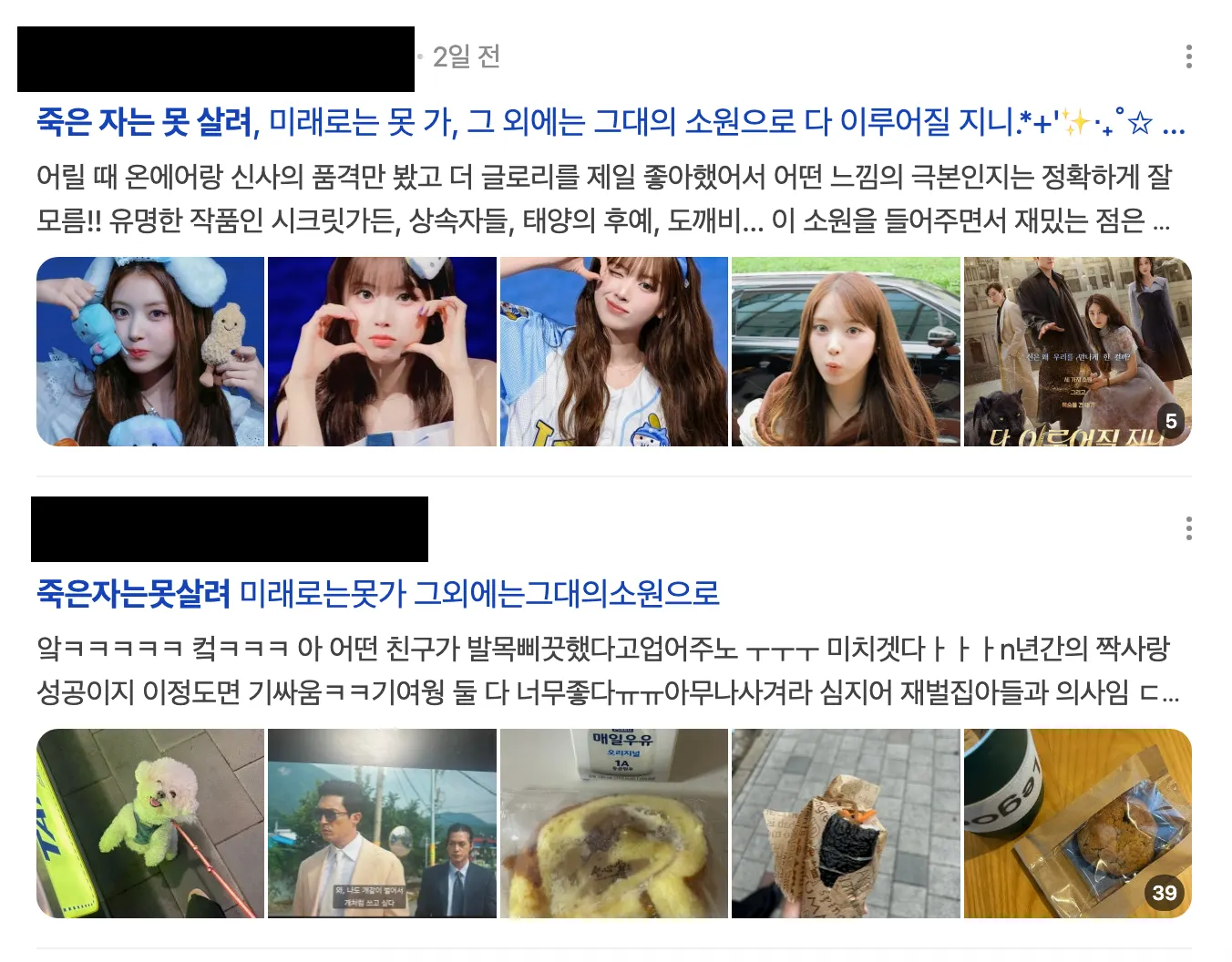 이미지 = 네이버 블로그 캡처 (https://search.naver.com/search.naver?ssc=tab.blog.all&sm=tab_jum&query=죽은+자는+못+살려)