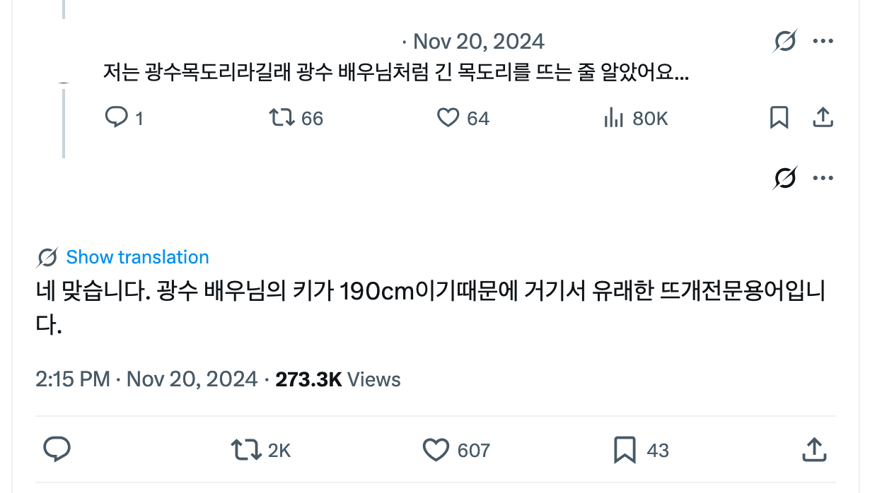 이미지 = X 캡처 (https://x.com/allknitvader/status/1859103294700097792?s=20)