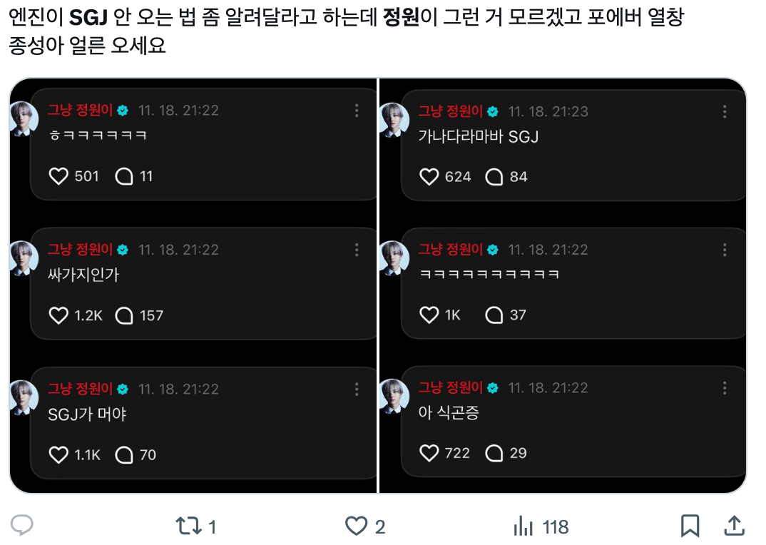 이미지 = X 캡처 (https://x.com/soomair99/status/1990759297467441653?s=20)