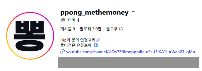 이미지 = 인스타그램 캡처 (https://www.instagram.com/ppong_methemoney/)