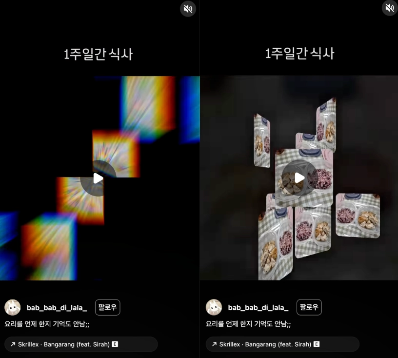 이미지 = 인스타그램 ‘@bab_bab_di_lala_’ 채널 릴스 캡처 (https://www.instagram.com/reels/DWuuWPRjyMX/)