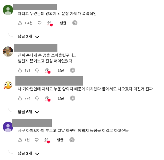 이미지 = 유튜브 댓글 캡처 (https://www.youtube.com/watch?v=q5GEU3EQy-4)